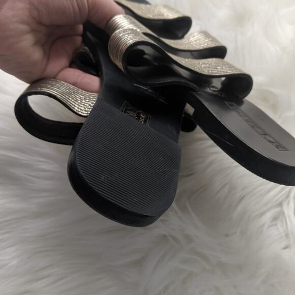 Anthropologie SOL Sana Gold Black Slide Sandal 8.5 - Picture 9 of 9